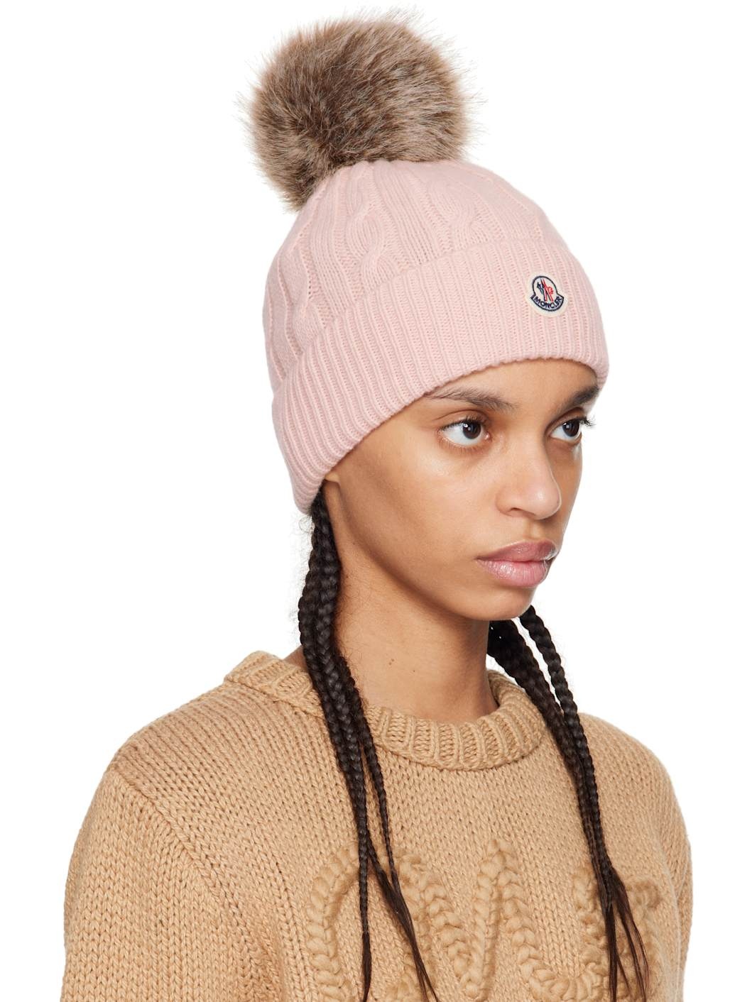 Pink Wool & Cashmere Pom Pom Beanie - 2