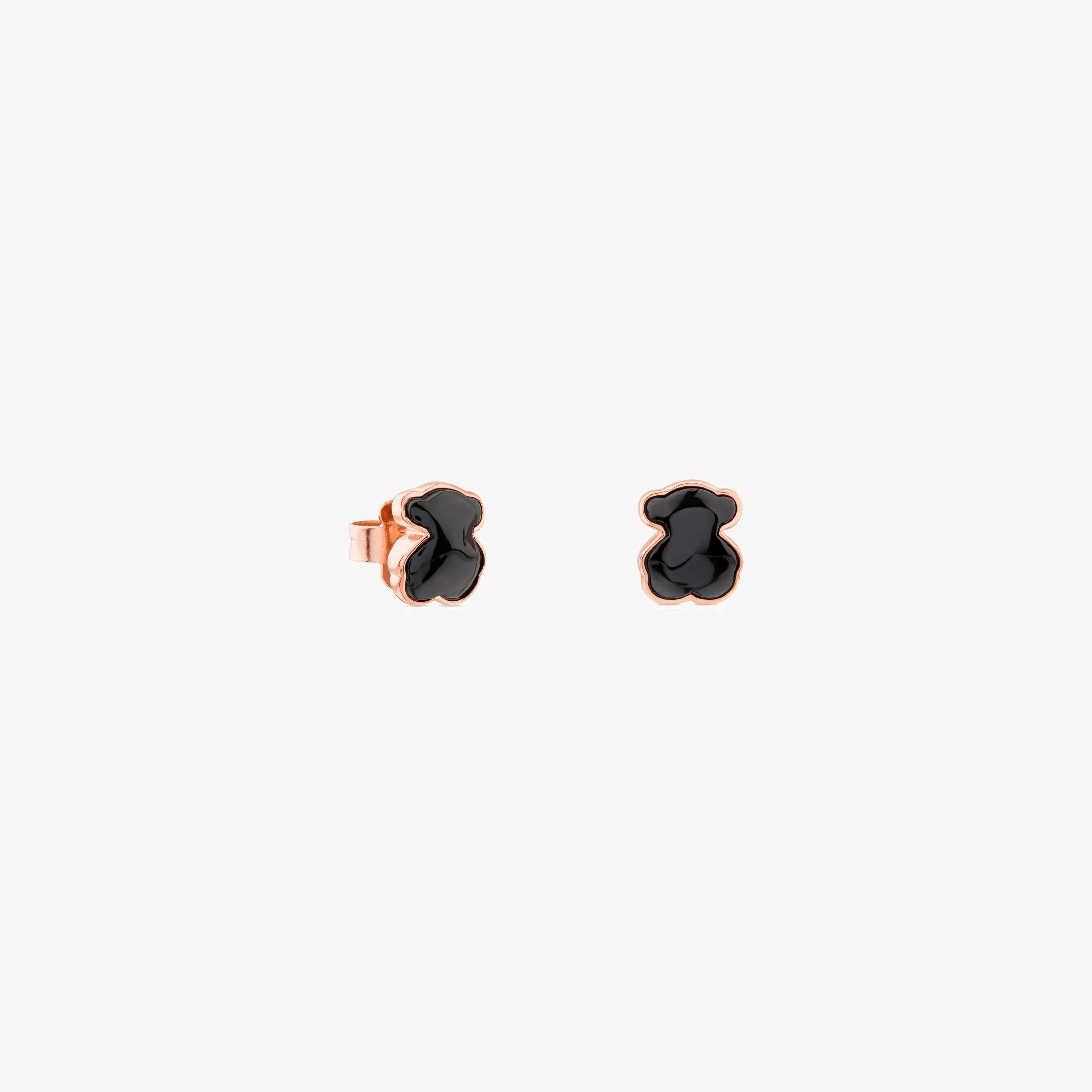 Rose 18K gold vermeil TOUS Motif Earrings with faceted Onyx - 1