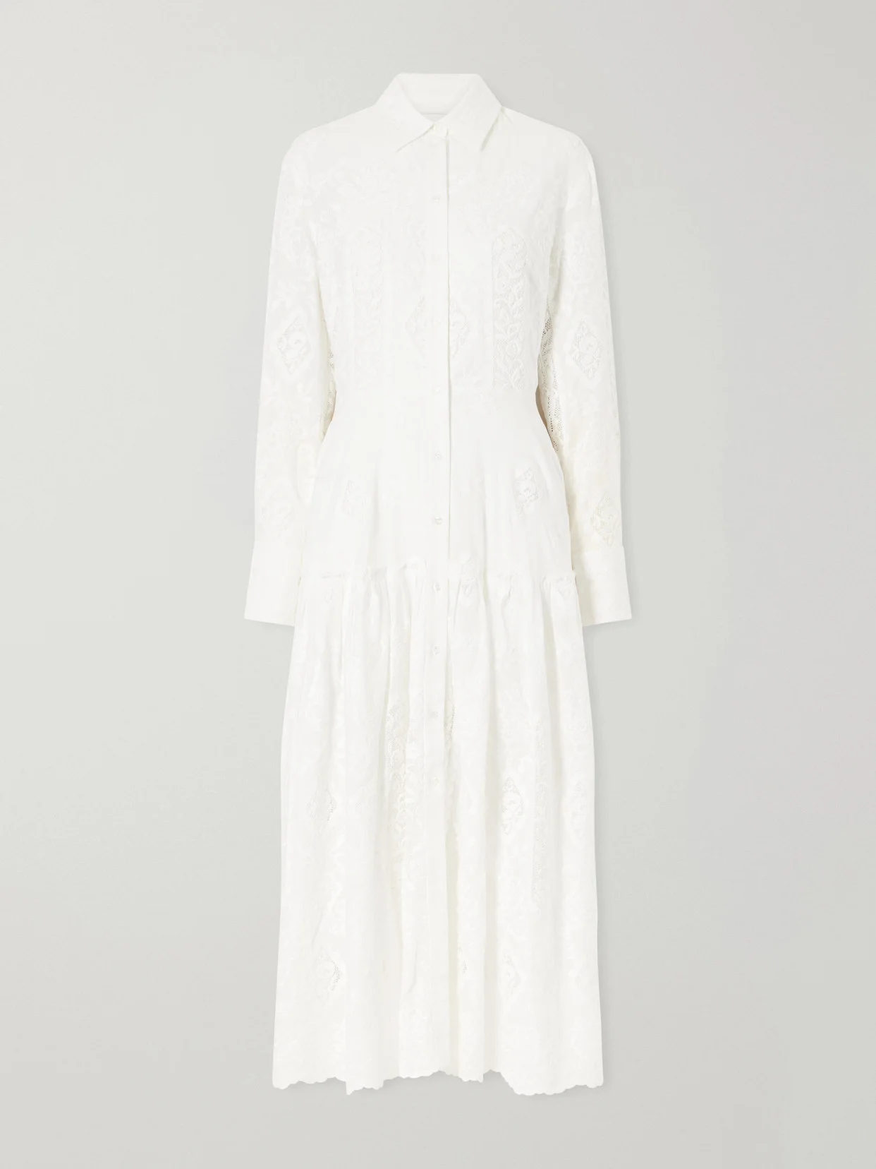Embroidered Cotton-voile Midi Dress - 1