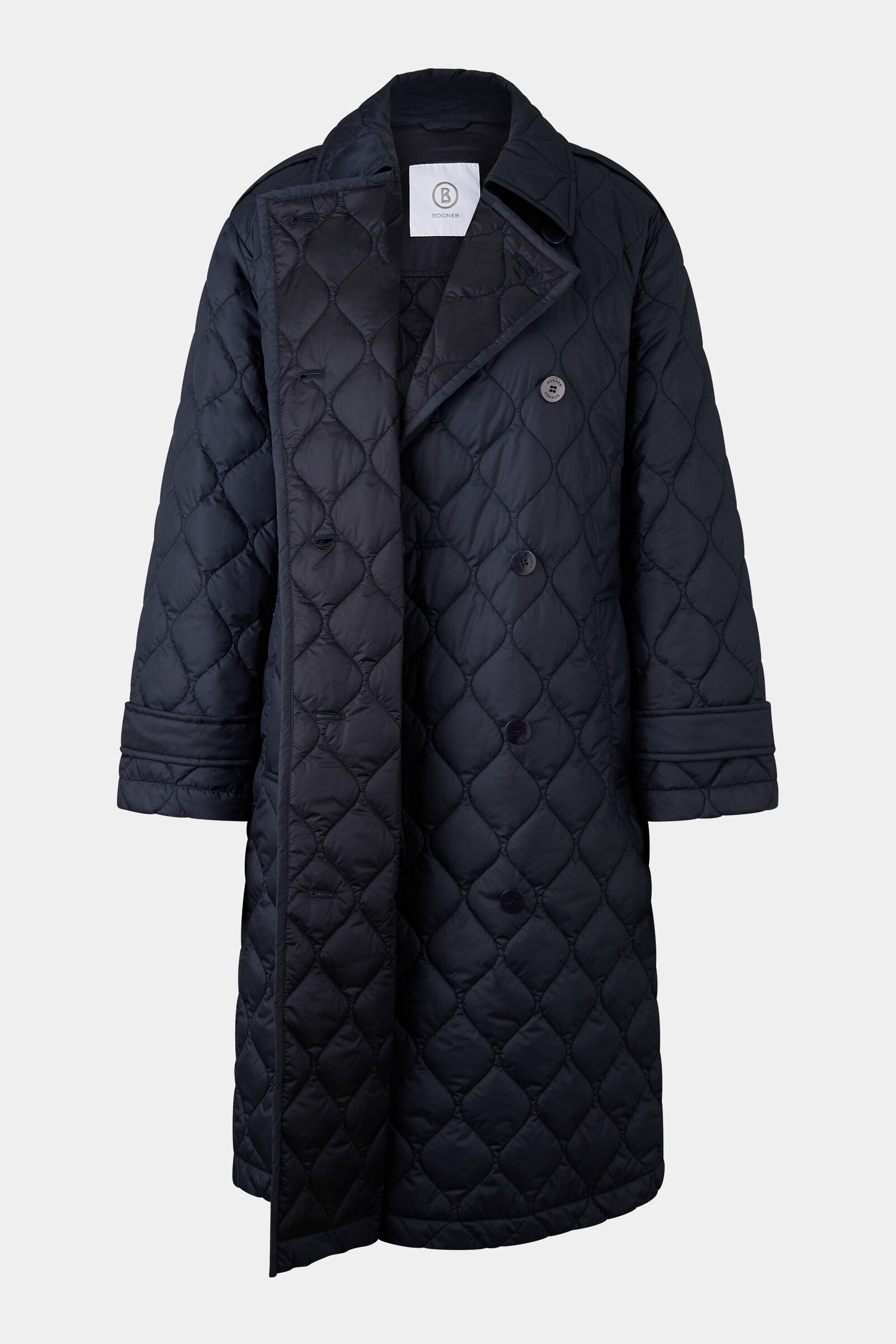 Quilted trench coat Ivory in Navy blue - 7