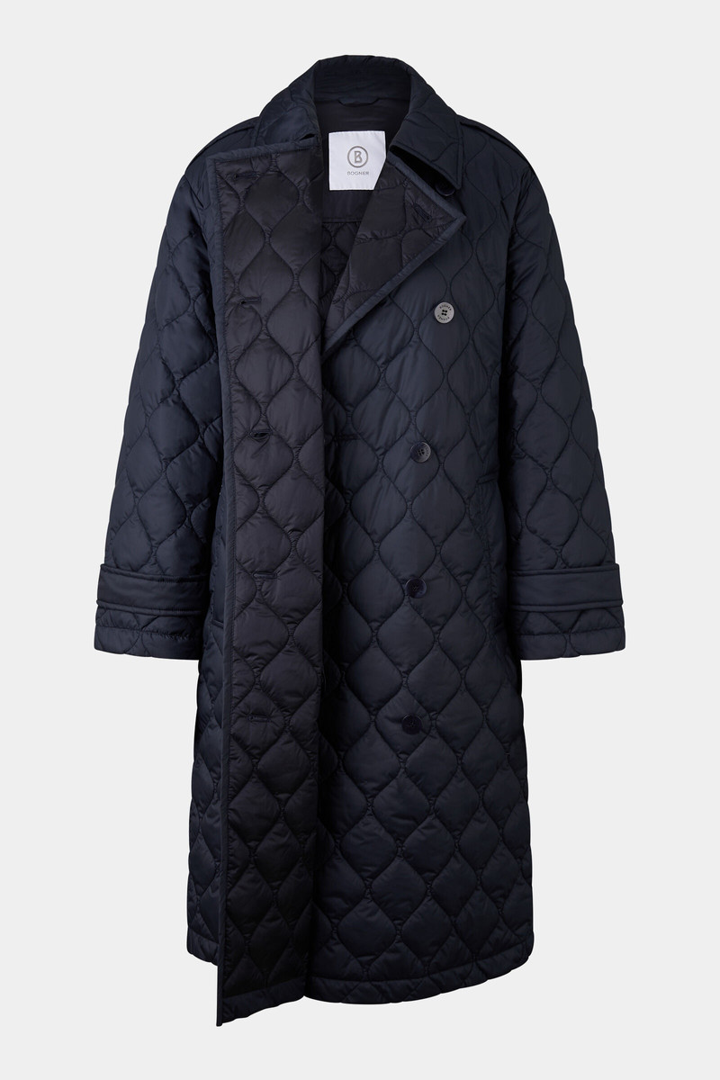 Quilted trench coat Ivory in Navy blue 7