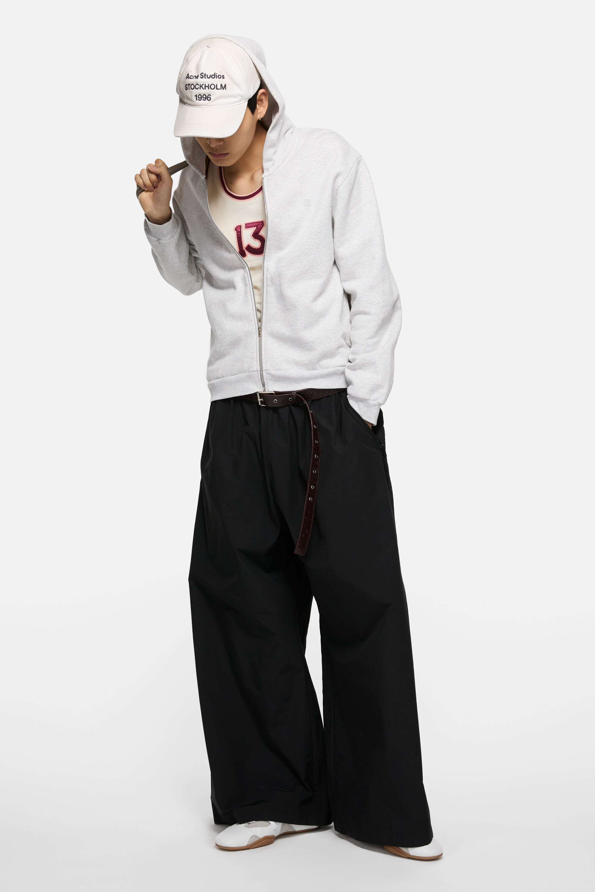 Hooded zipper sweater - Pale Grey Melange - 2