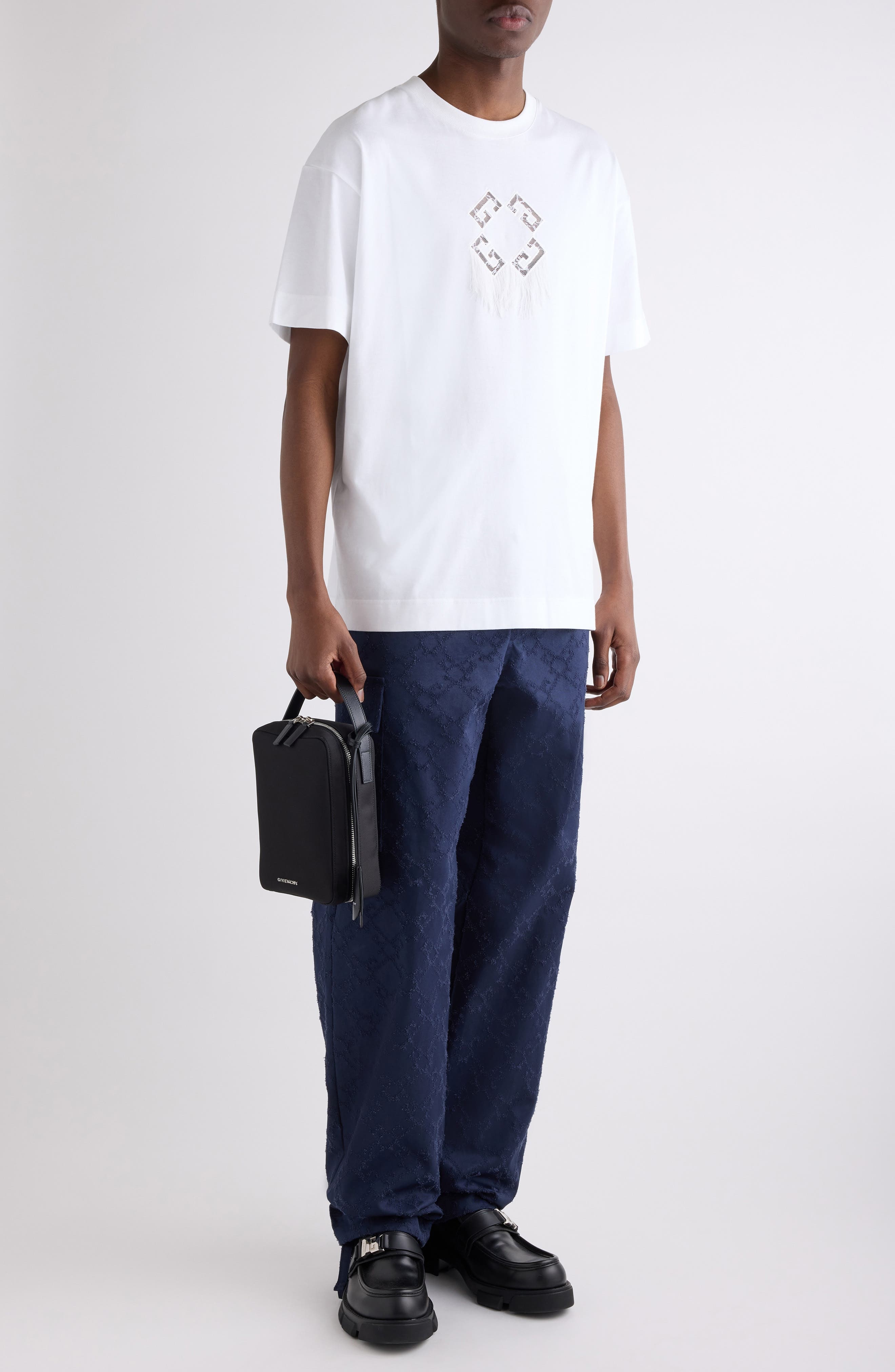 Givenchy Regular Fit 4G Lace Cutout T-Shirt in White at Nordstrom - 2