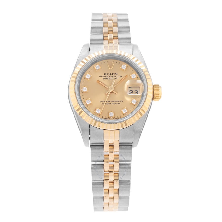 Pre-owned Rolex Datejust 26 Automatic Chronometer Diamond Champagne Dial Men's Watch 69173 CDJ - 2