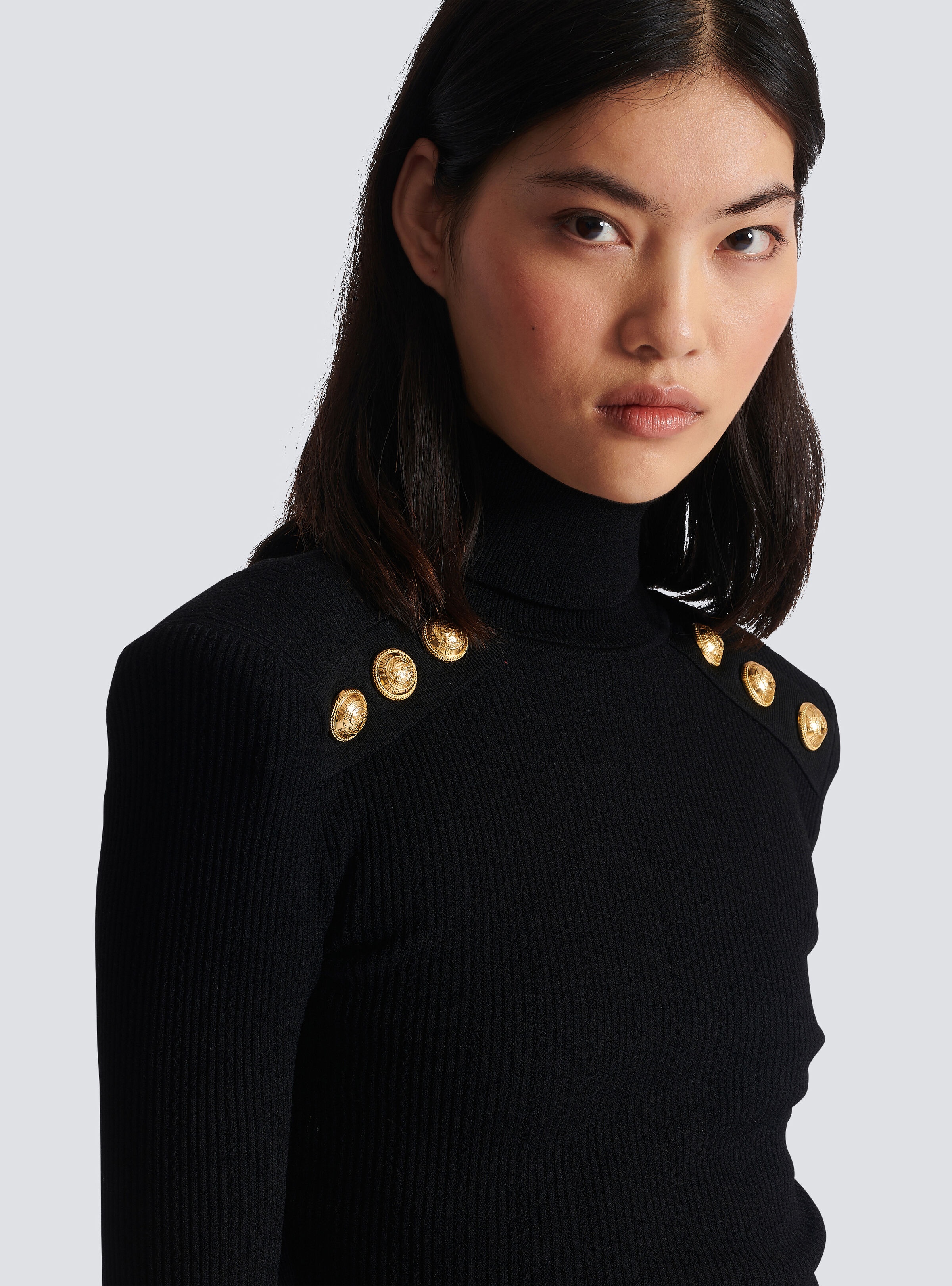 Knit jumper with gold buttons - 7
