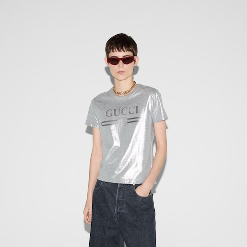 Printed laminated cotton T-shirt - 3