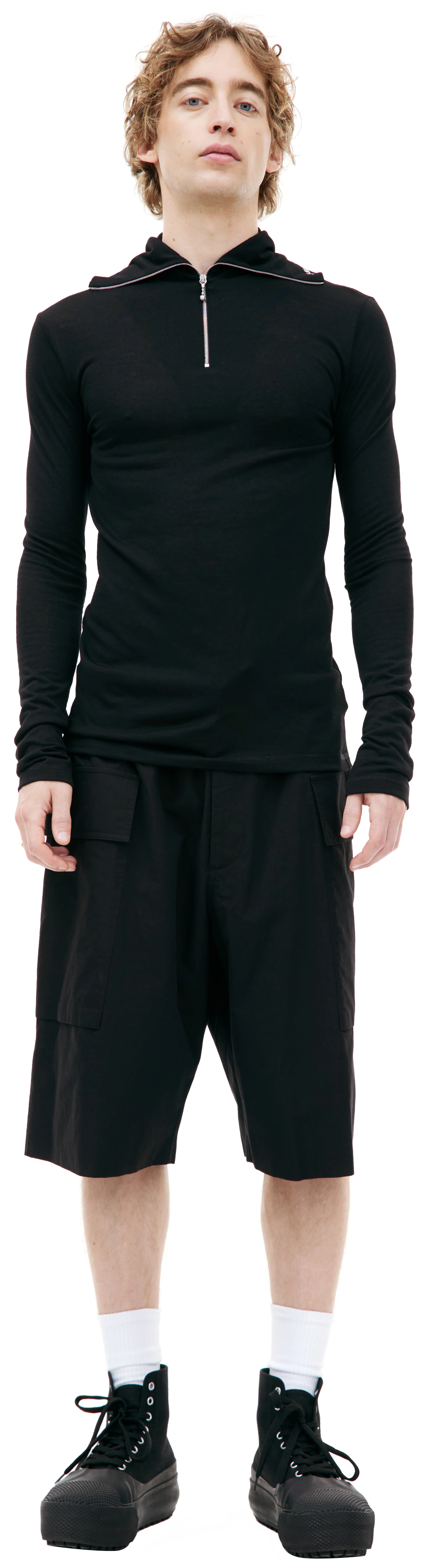 BLACK WOOL ZIP UP TURTLENECK - 1