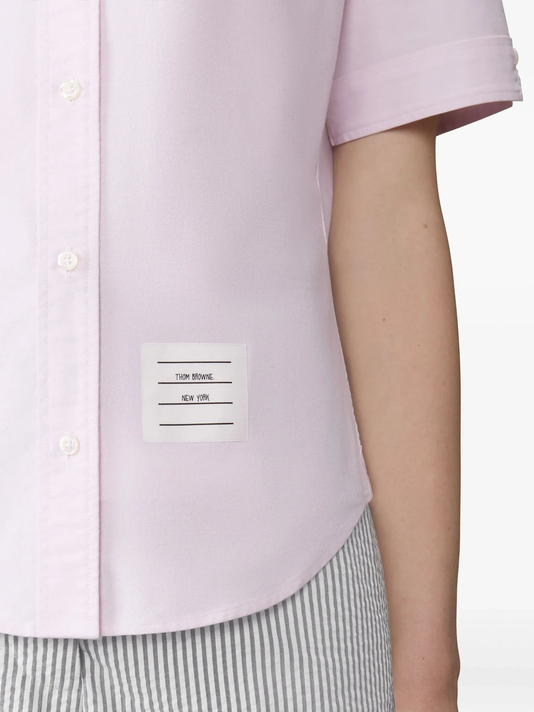 Oxford Round Collar Short Sleeve Shirt Women - 5