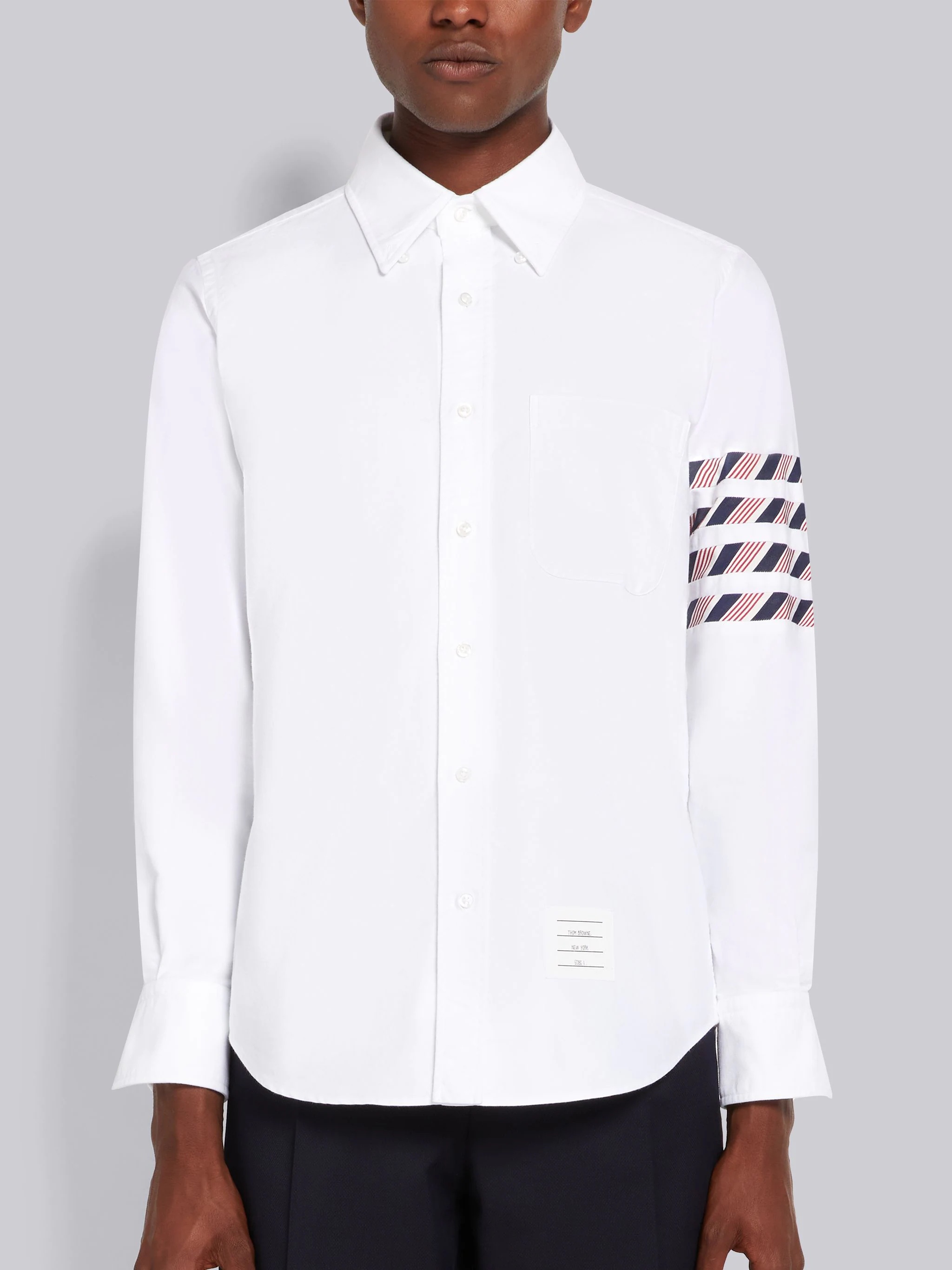 White Oxford Stripe 4-Bar Straight Fit Shirt - 3