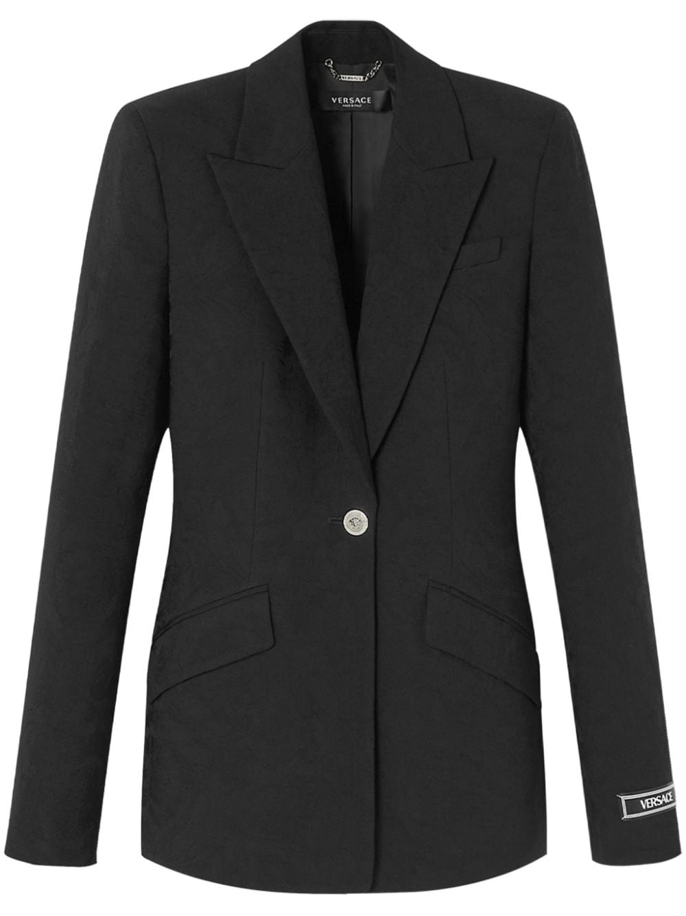 logo-appliquÃ© single-breasted blazer - 1