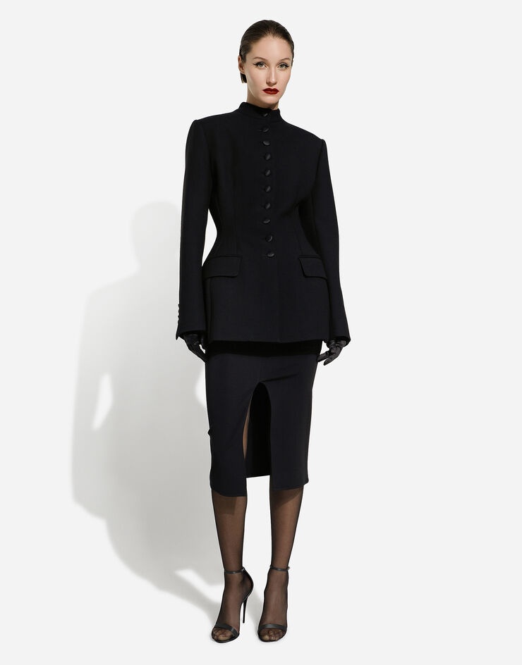 Long single-breasted wool cady Dolce-fit jacket - 3