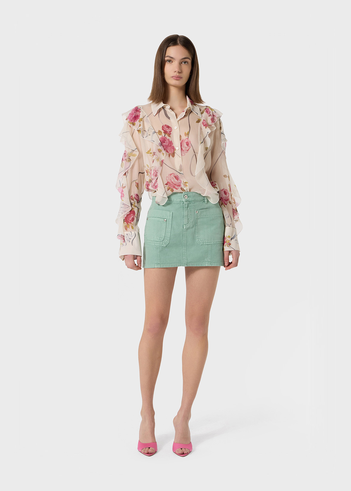 MINI SKIRT IN BULL FABRIC - 2