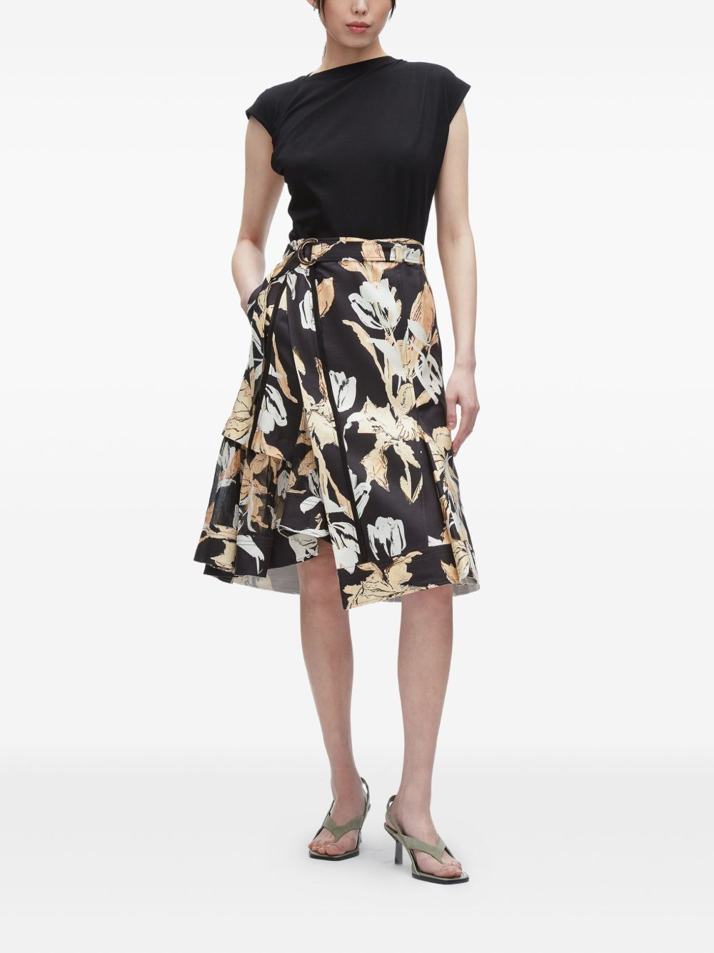 floral-print ruffled skirt - 2