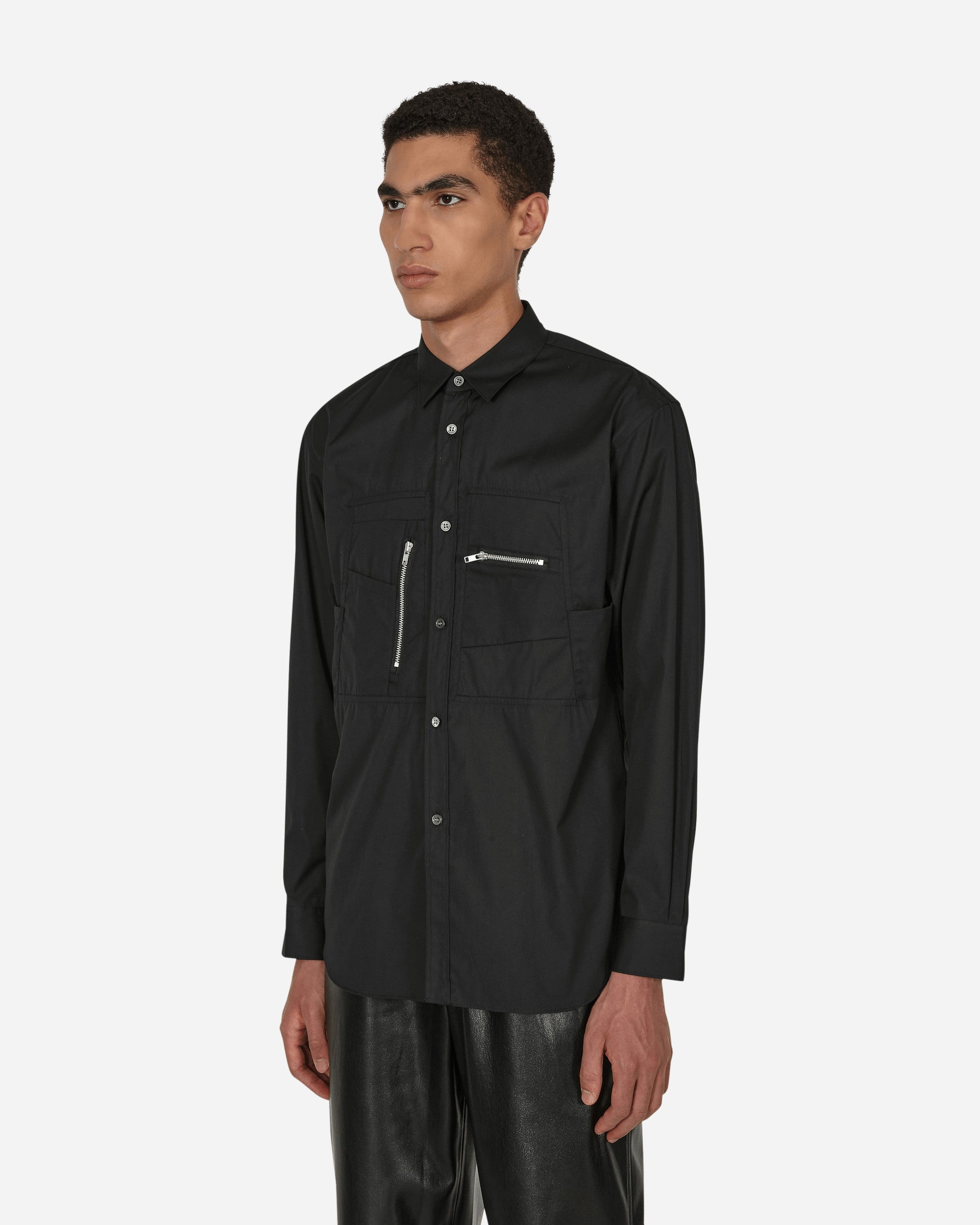 Poplin Zip Shirt Black - 2