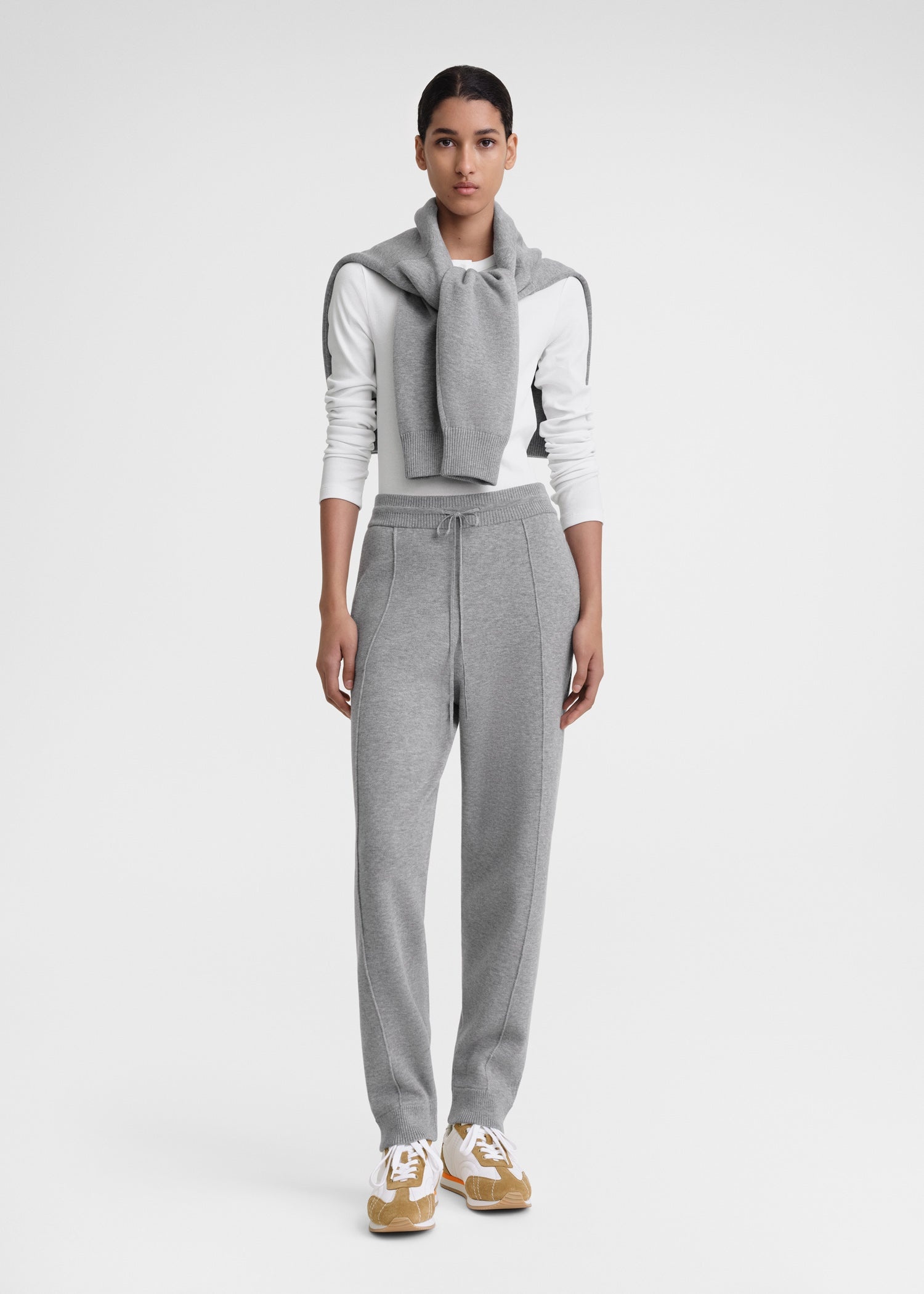 Cotton cashmere sweatpants grey melange - 2