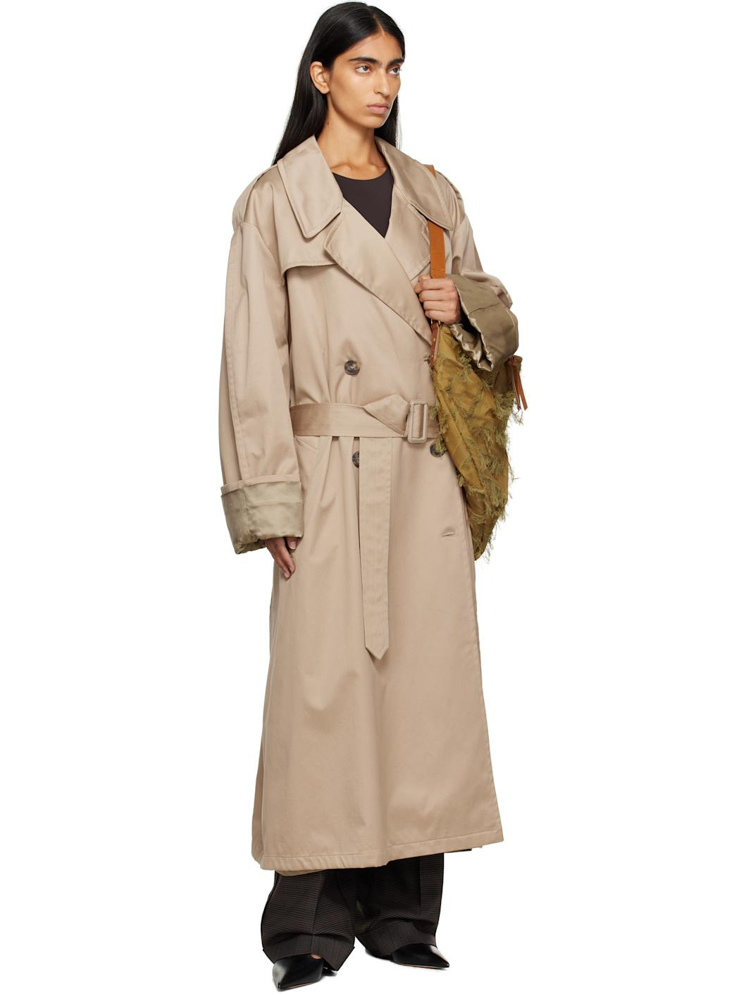 Beige Cotton Trench Coat - 4