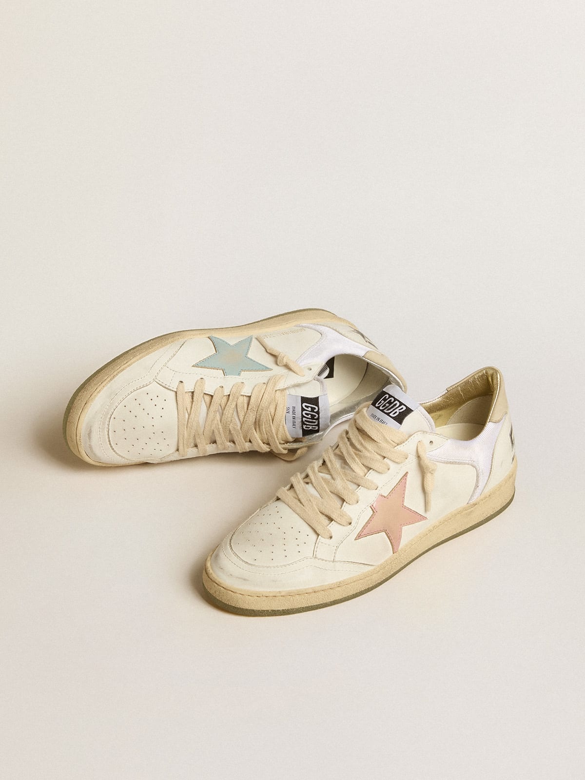 Ball Star in nylon and leather with pink and light blue star and beige heel tab - 2