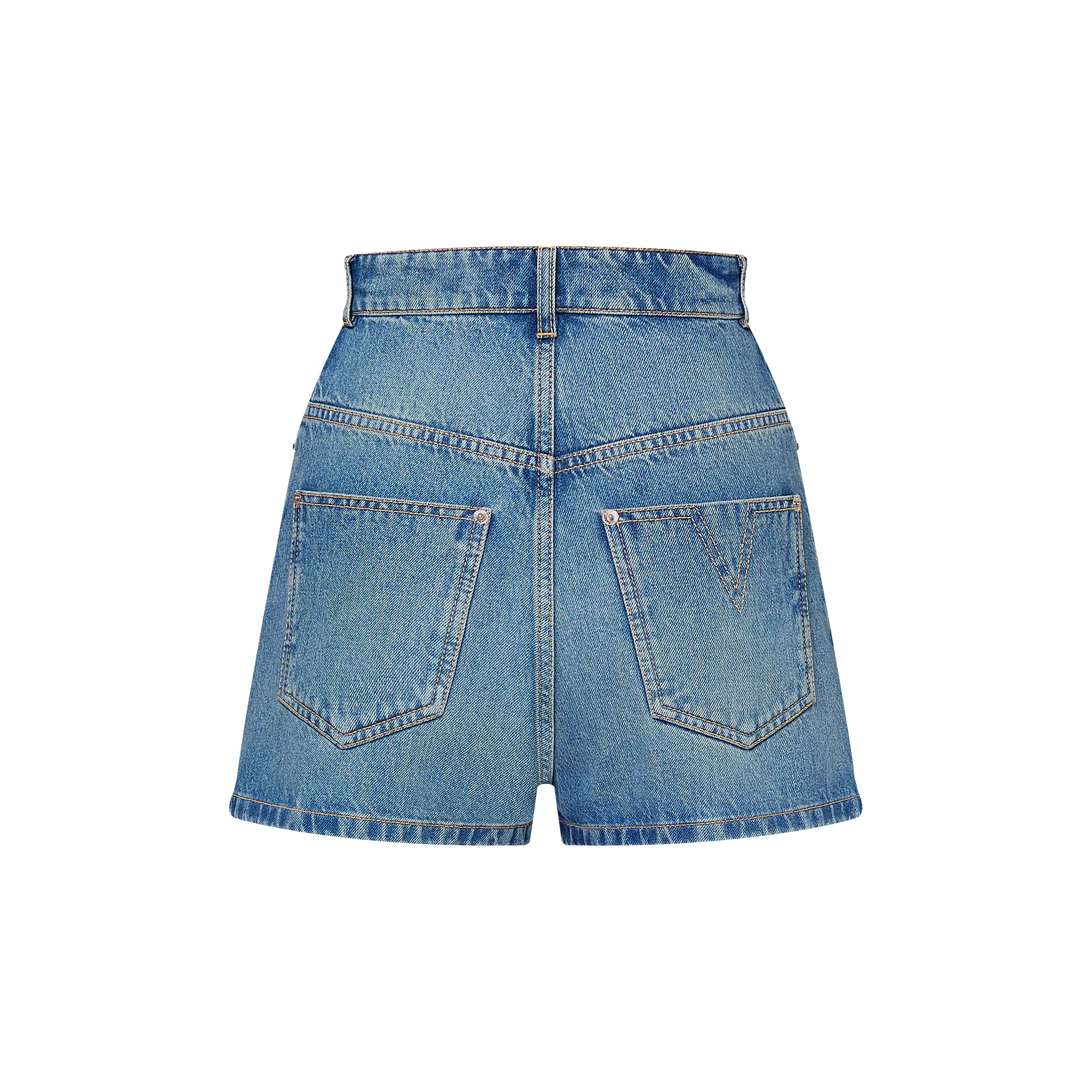 LV Circle Tab Denim Mini Shorts - 2