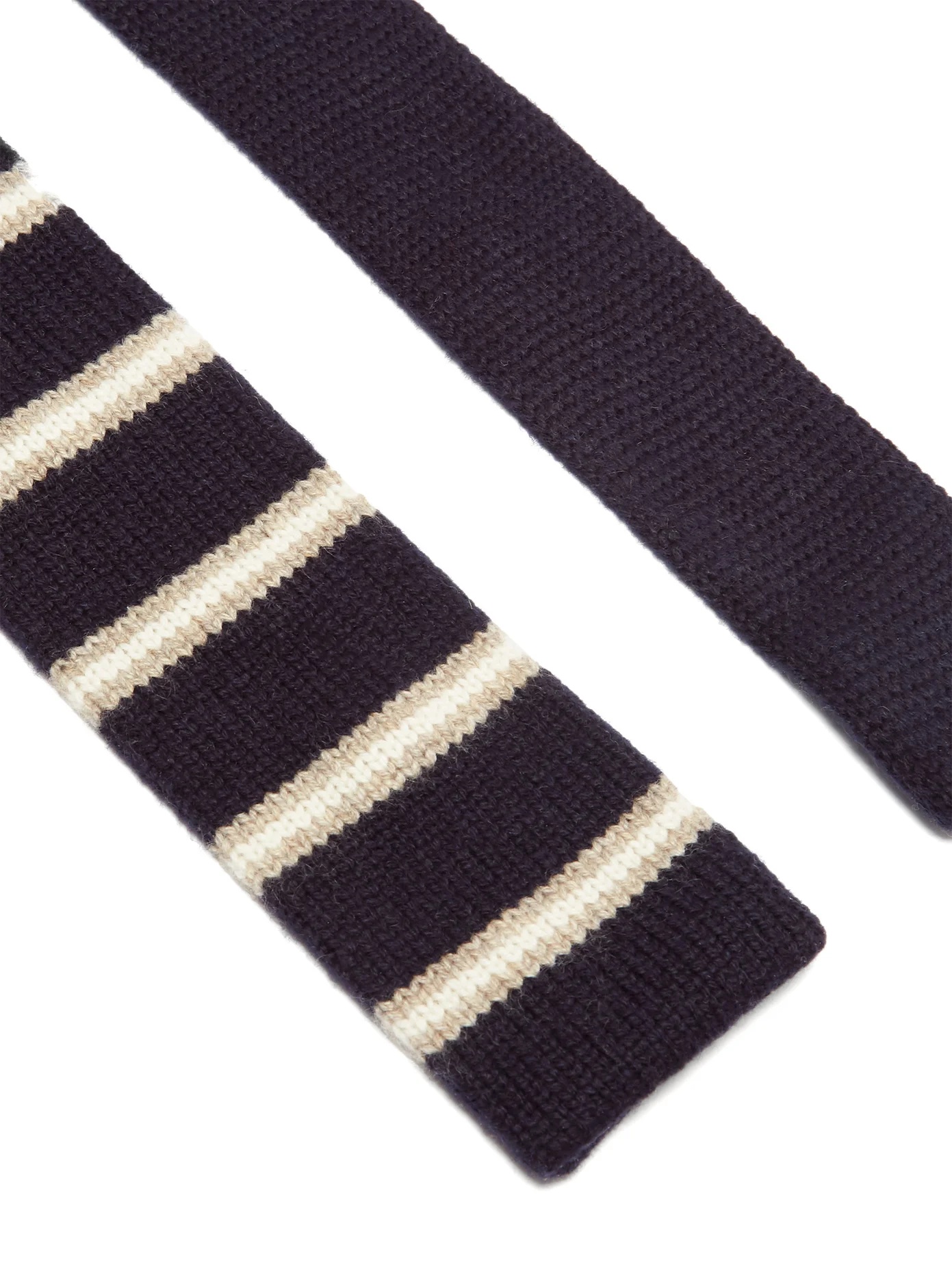 Striped knitted-cashmere tie - 4