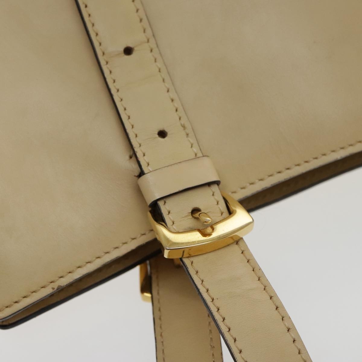 CELINE Tote Bag Leather Beige Gold - 10