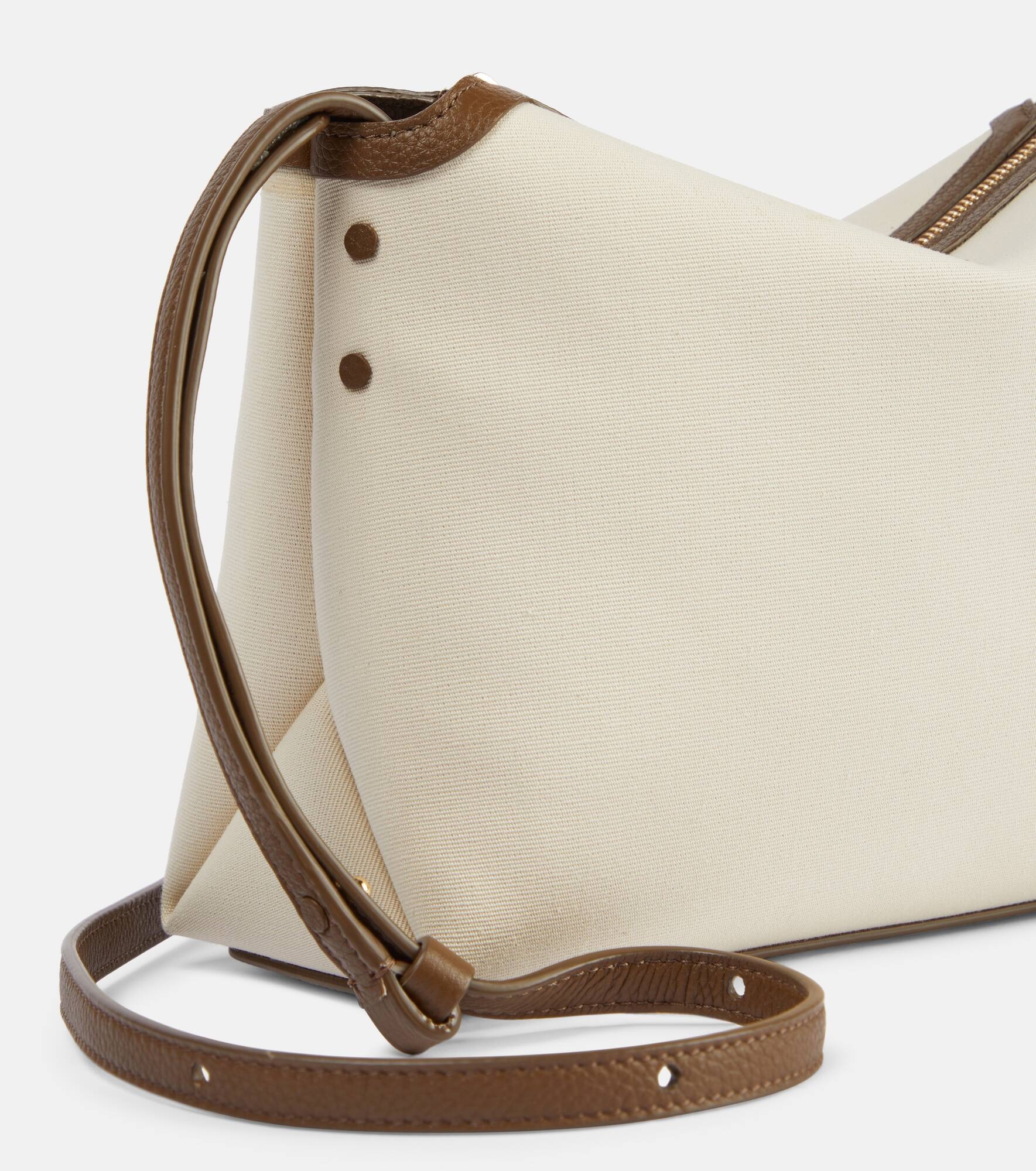 Lina leather-trimmed canvas crossbody bag - 6