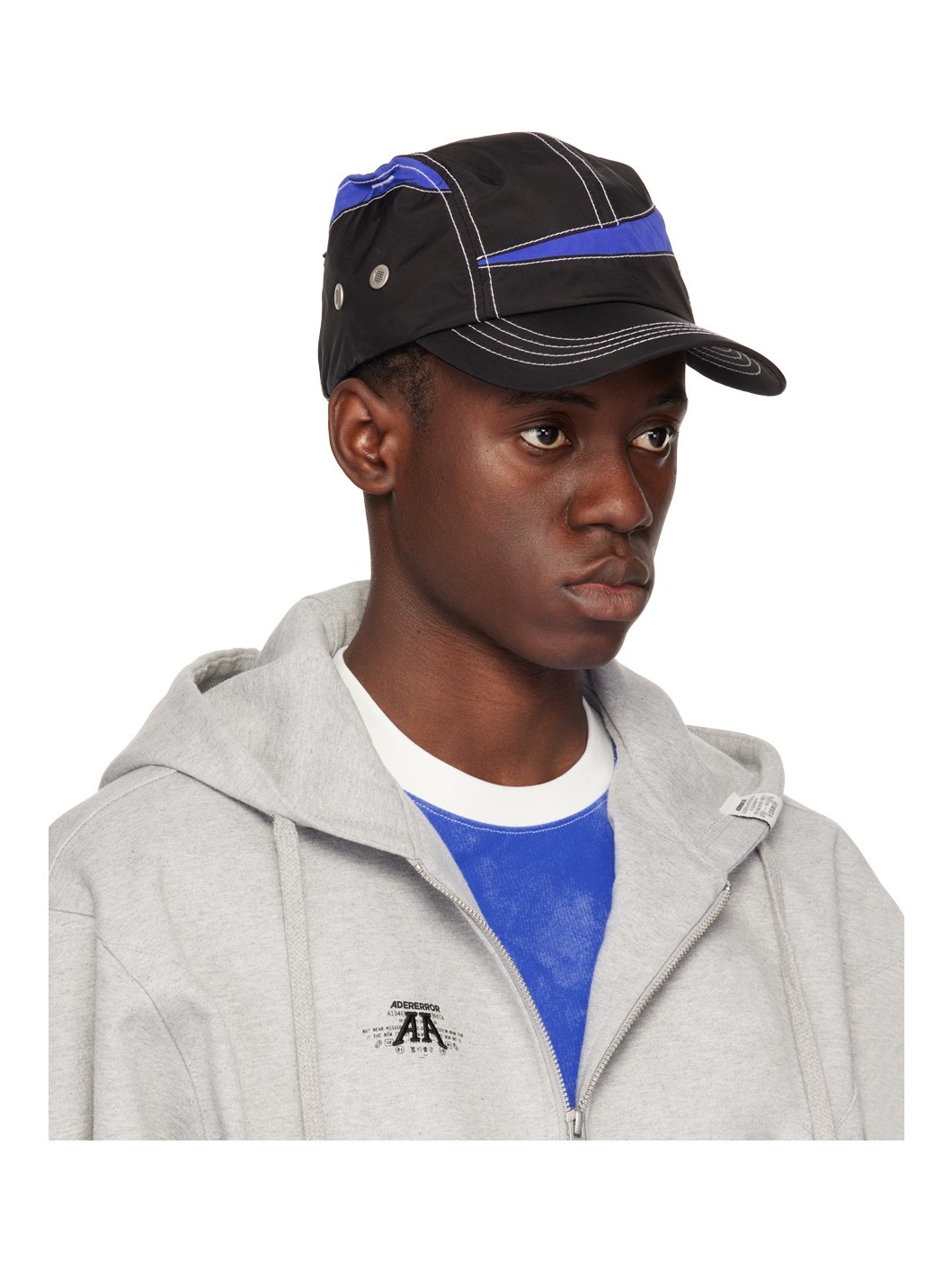 Black & Blue Contrast Stitch Cap - 2