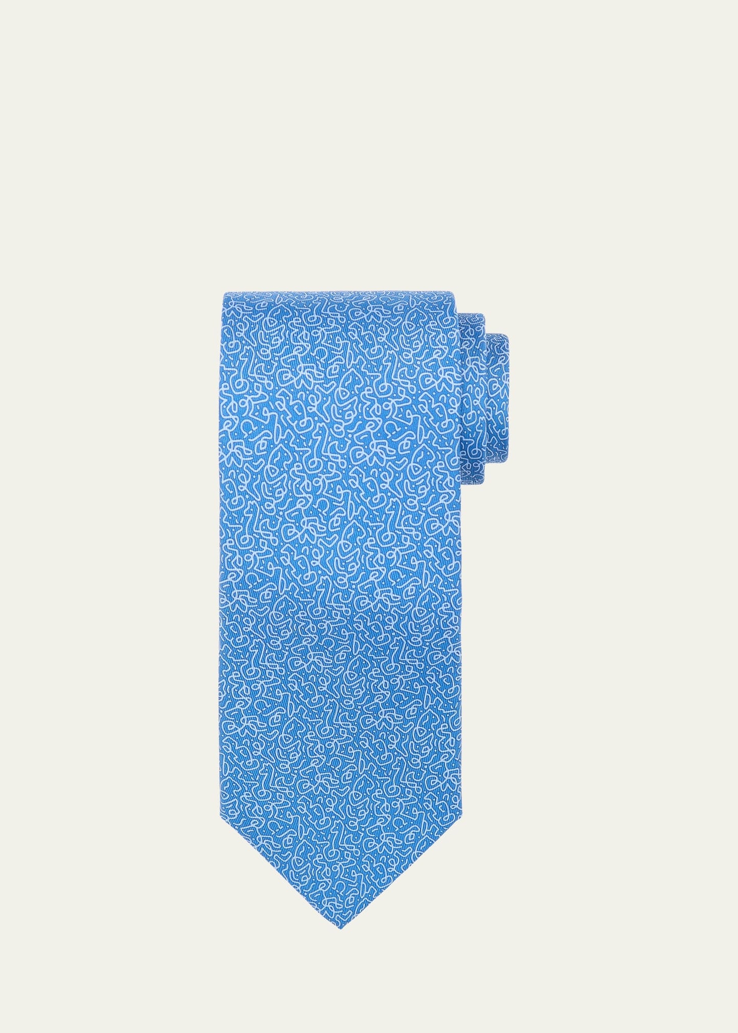 Men's Embroidered-Print Silk Tie - 1