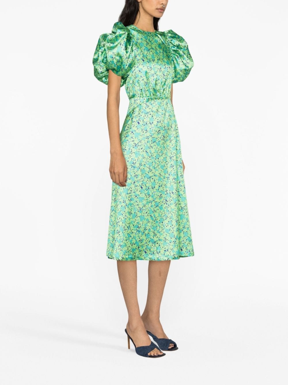 floral-print satin midi-dress - 3