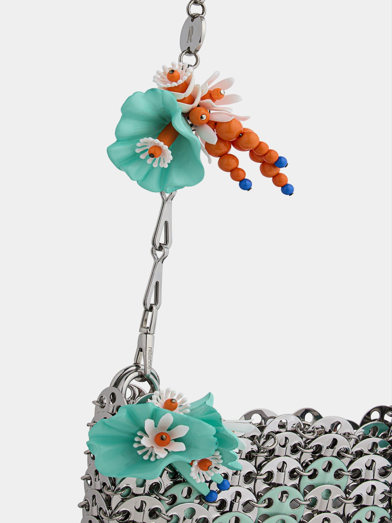 1969 NANO BICOLOR SILVER AND GREEN BAG WITH FLOWER DETAILS 4