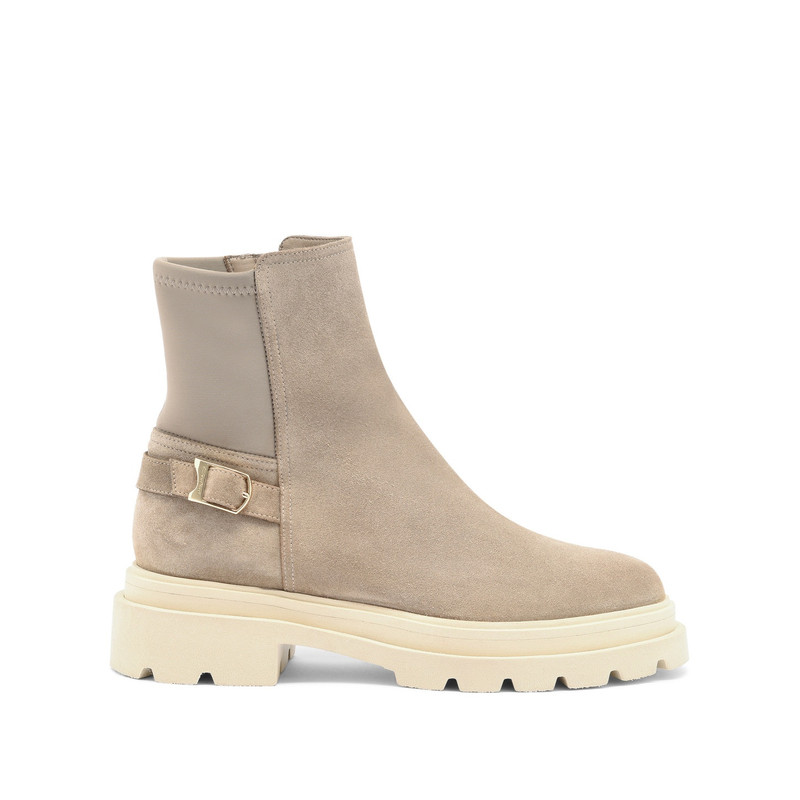 Women's beige suede ankle boot - 1