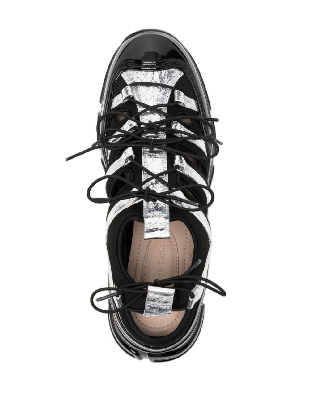 panelled-design leather sneakers - 4