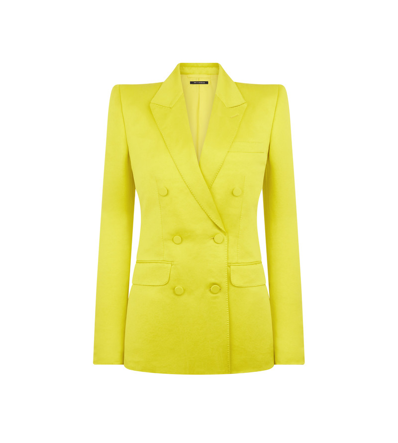 WASHED COTTON SILK BLEND DUCHESSE DOUBLE BREASTED JACKET - 1