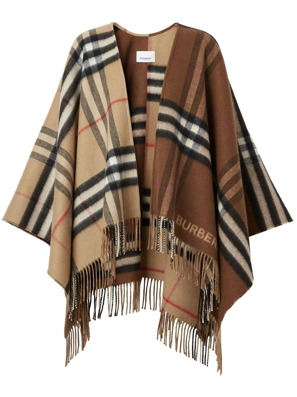 Contrast check fringed cape - 1