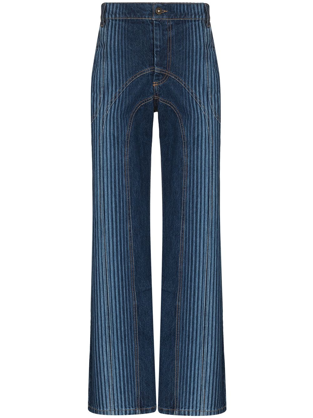 striped high-waisted jeans - 1