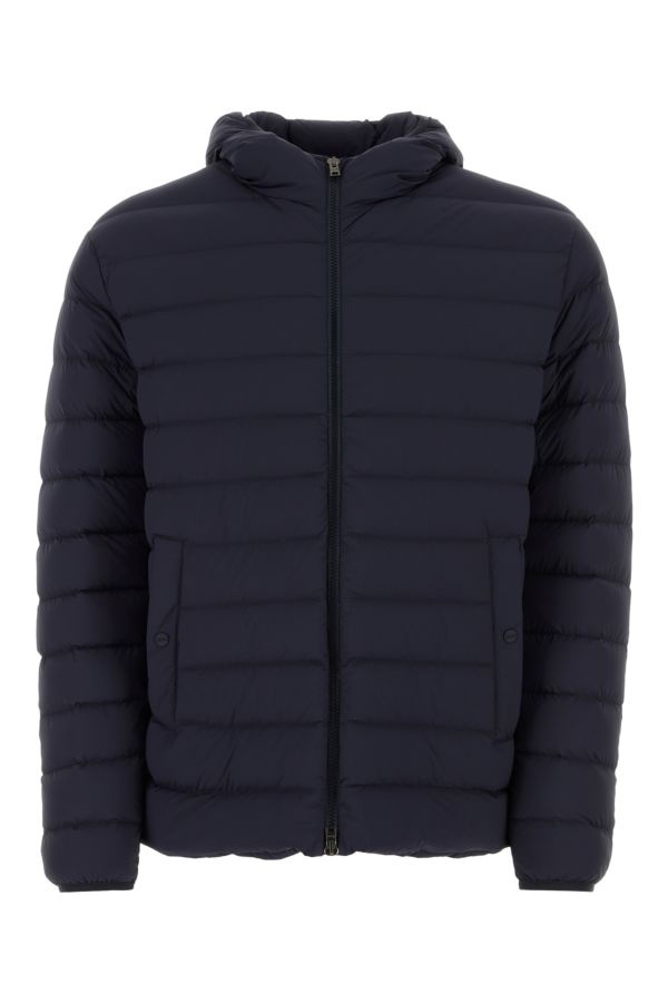 Navy blue stretch nylon down jacket - 1