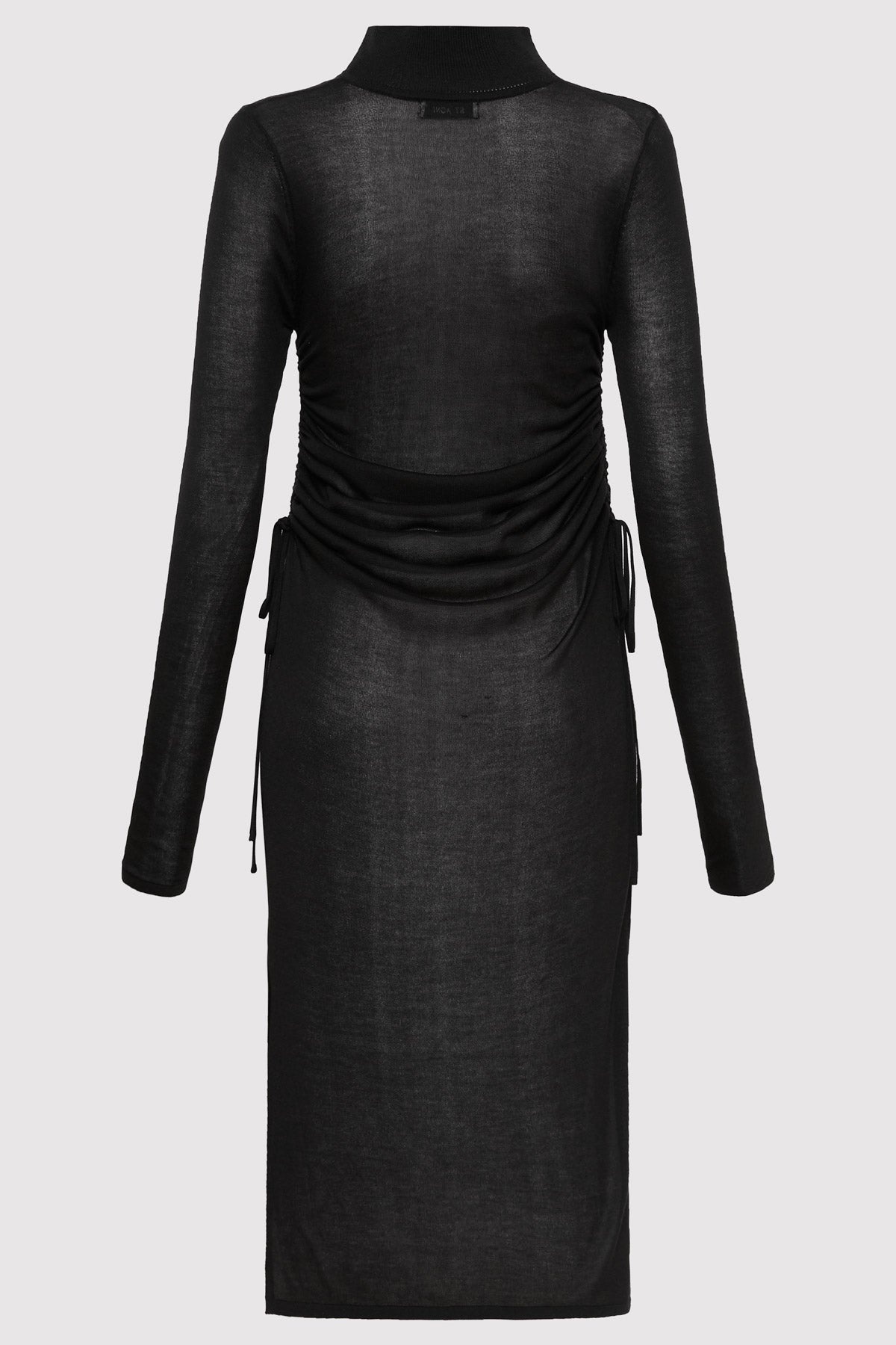 Sheer Ruched Dress - Black - 6