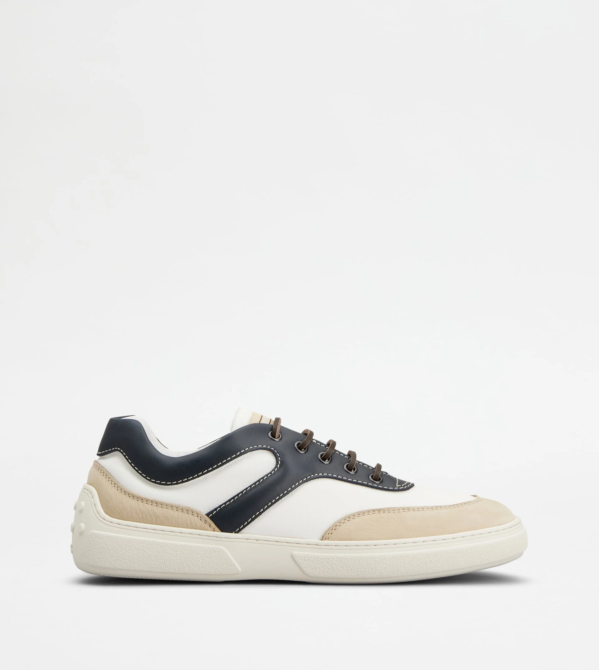 SNEAKERS IN NUBUCK AND FABRIC - WHITE, BLUE, BEIGE - 1