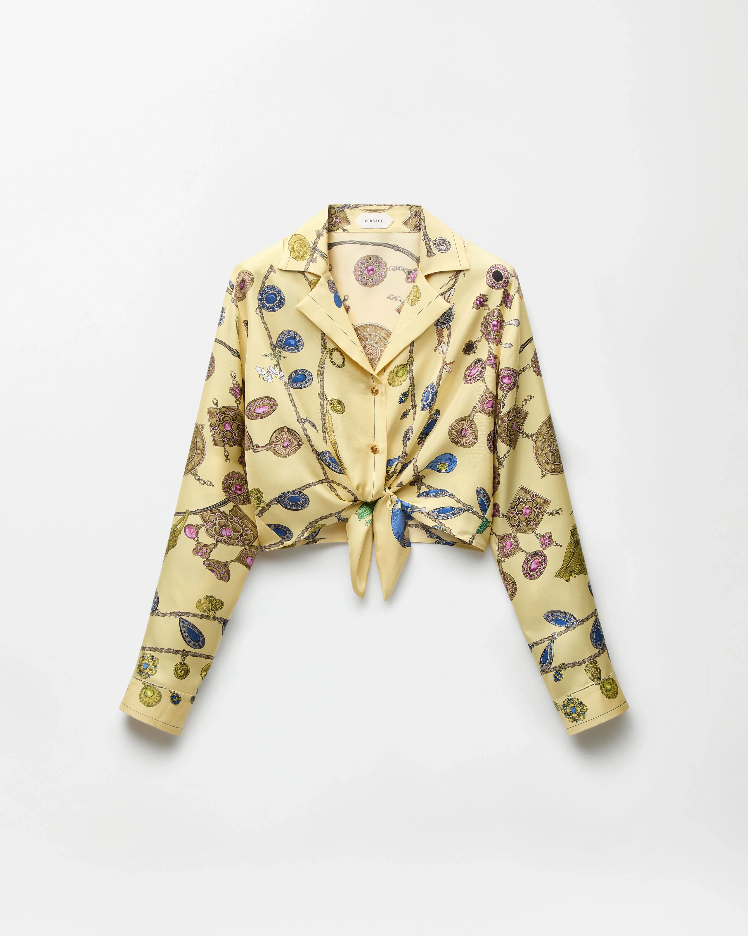 Printed Crop Silk Twill Shirt - 1