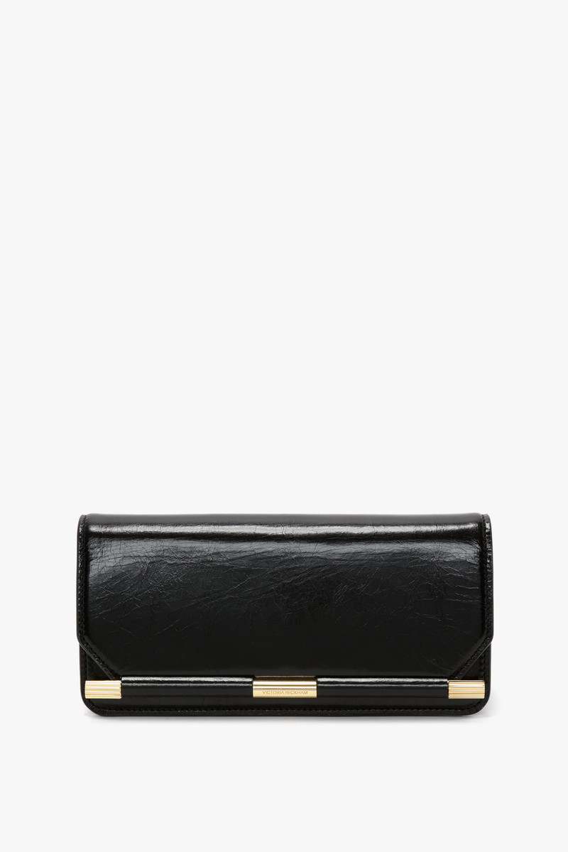 202 Clutch Bag In Black Distressed Leather 1