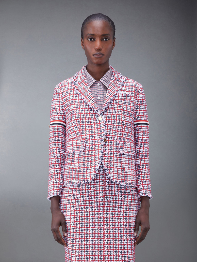 Check Summer Tweed Fray Armband Slim Fit Sport Coat - 1