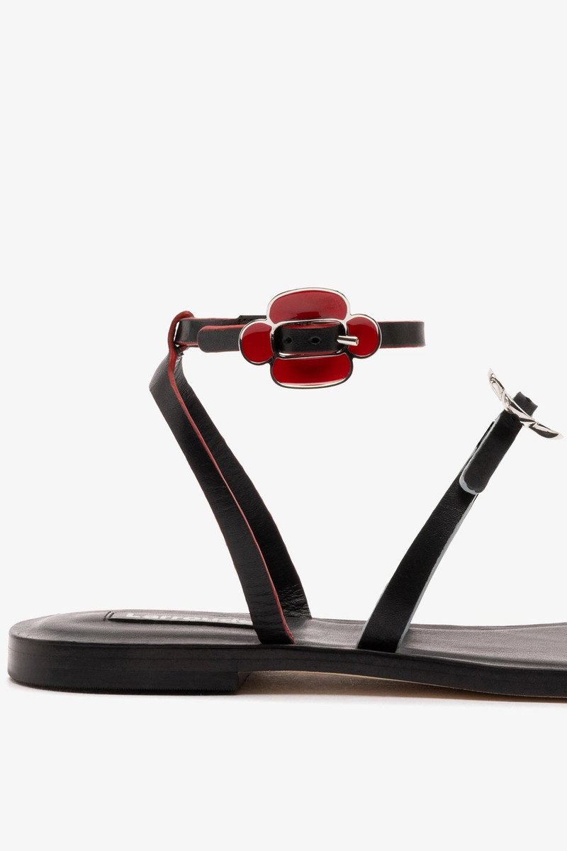 Tinx Flat Sandal In Black Leather 4