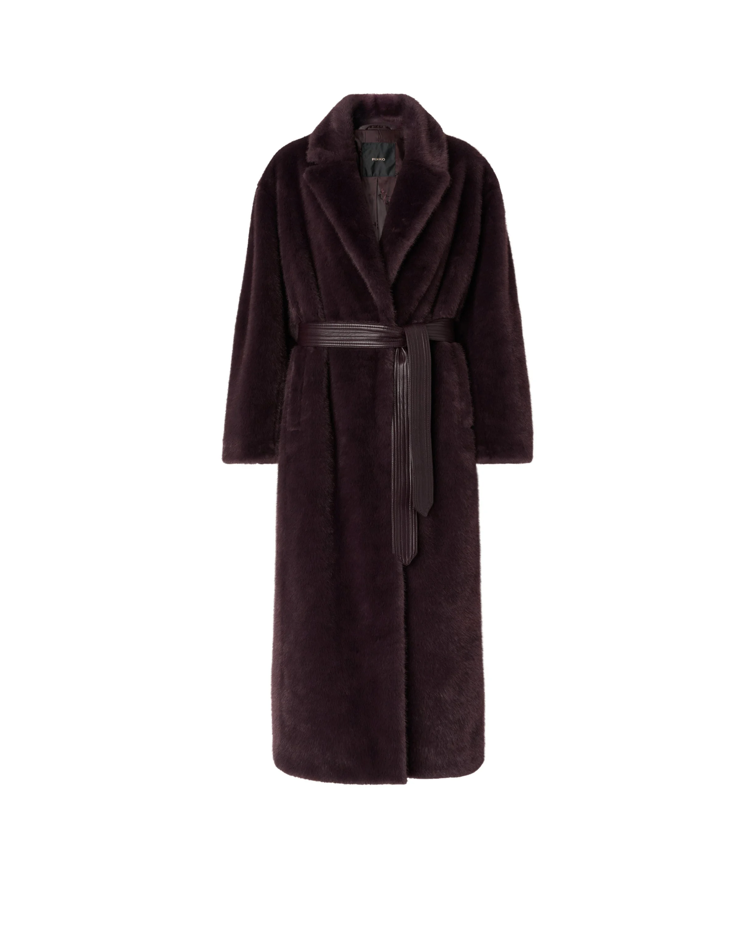 LONG FAUX FUR COAT WITH BELT - 1