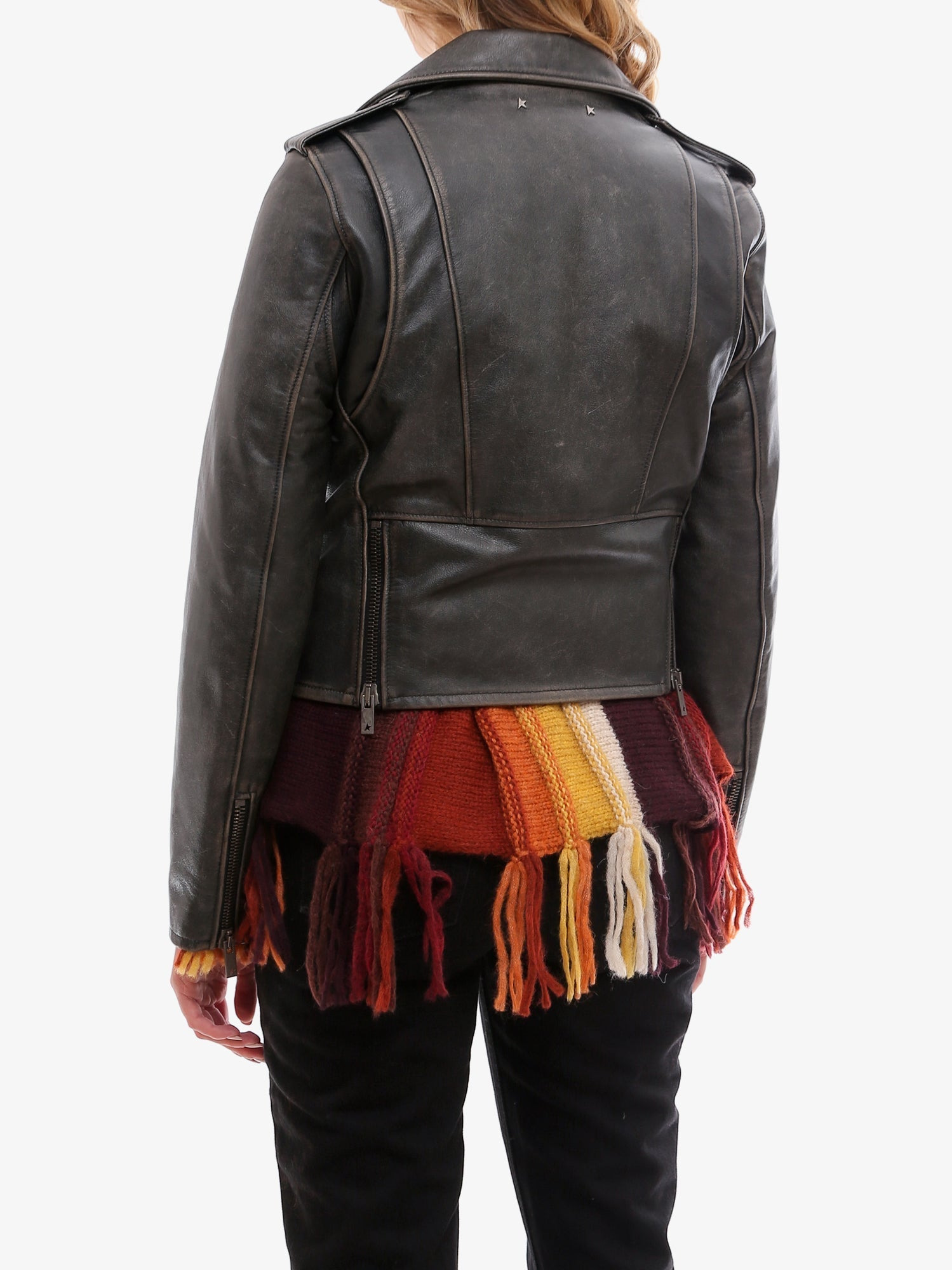 Golden Goose Deluxe Brand Destiny Slim Fit Leather Biker With Lived-In Effect - 4