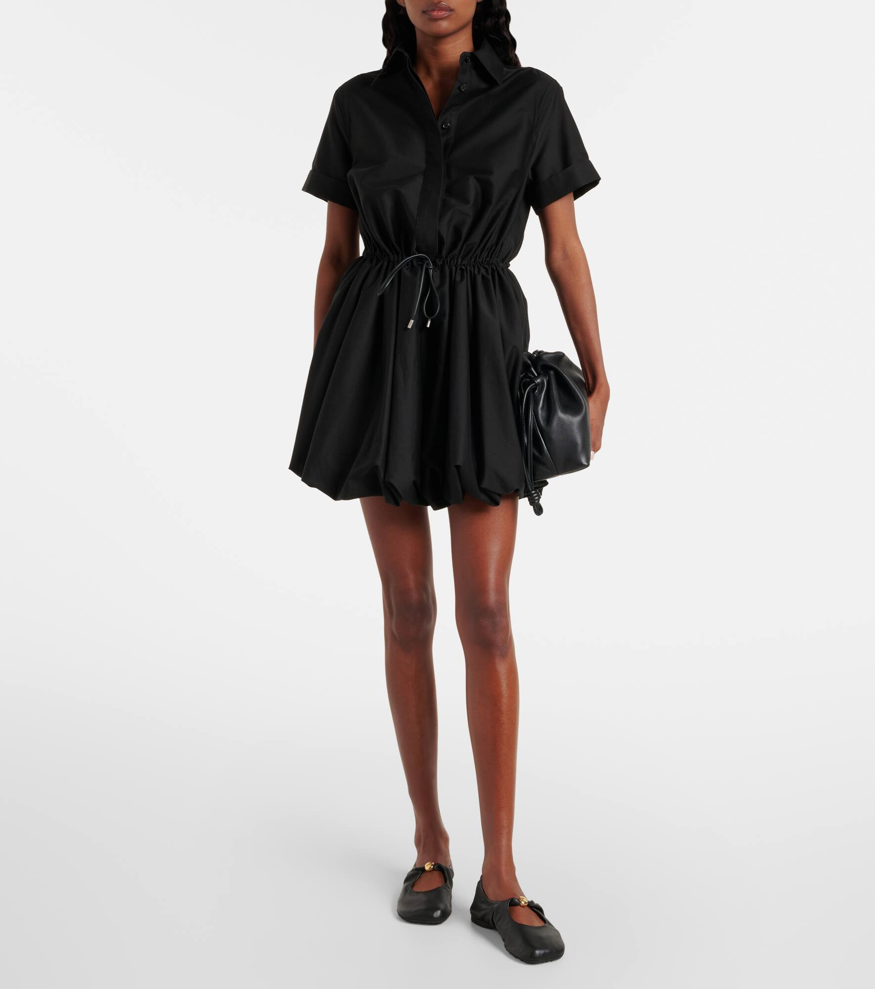 Balloon cotton and silk gabardine minidress - 2