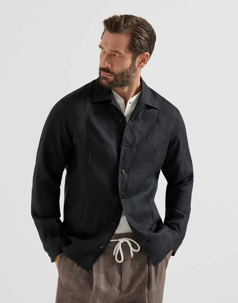 Linen easy fit shirt with Crête details 4