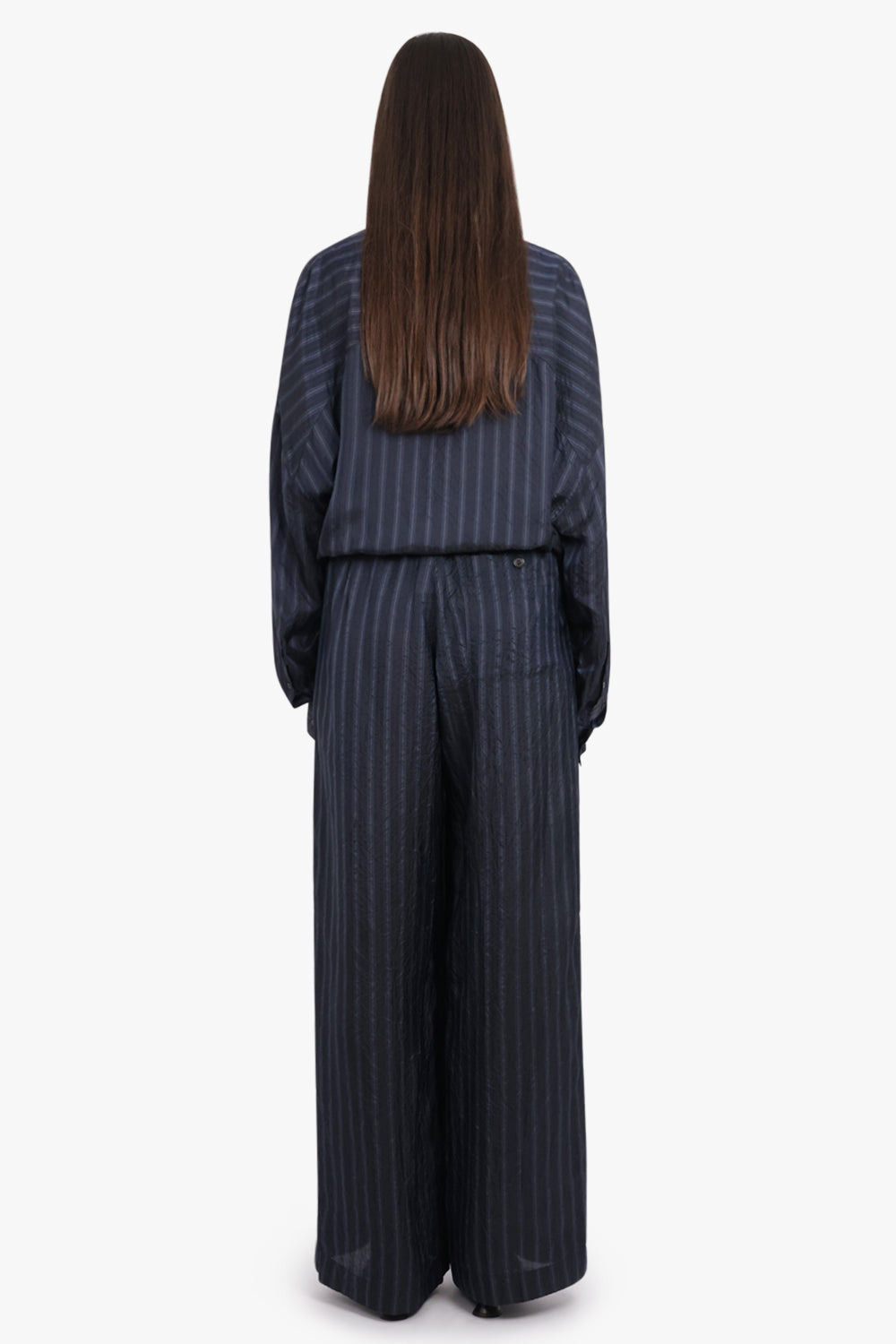 CAMIEL STRIPE L/S WRAP BLOUSE | NAVY - 5