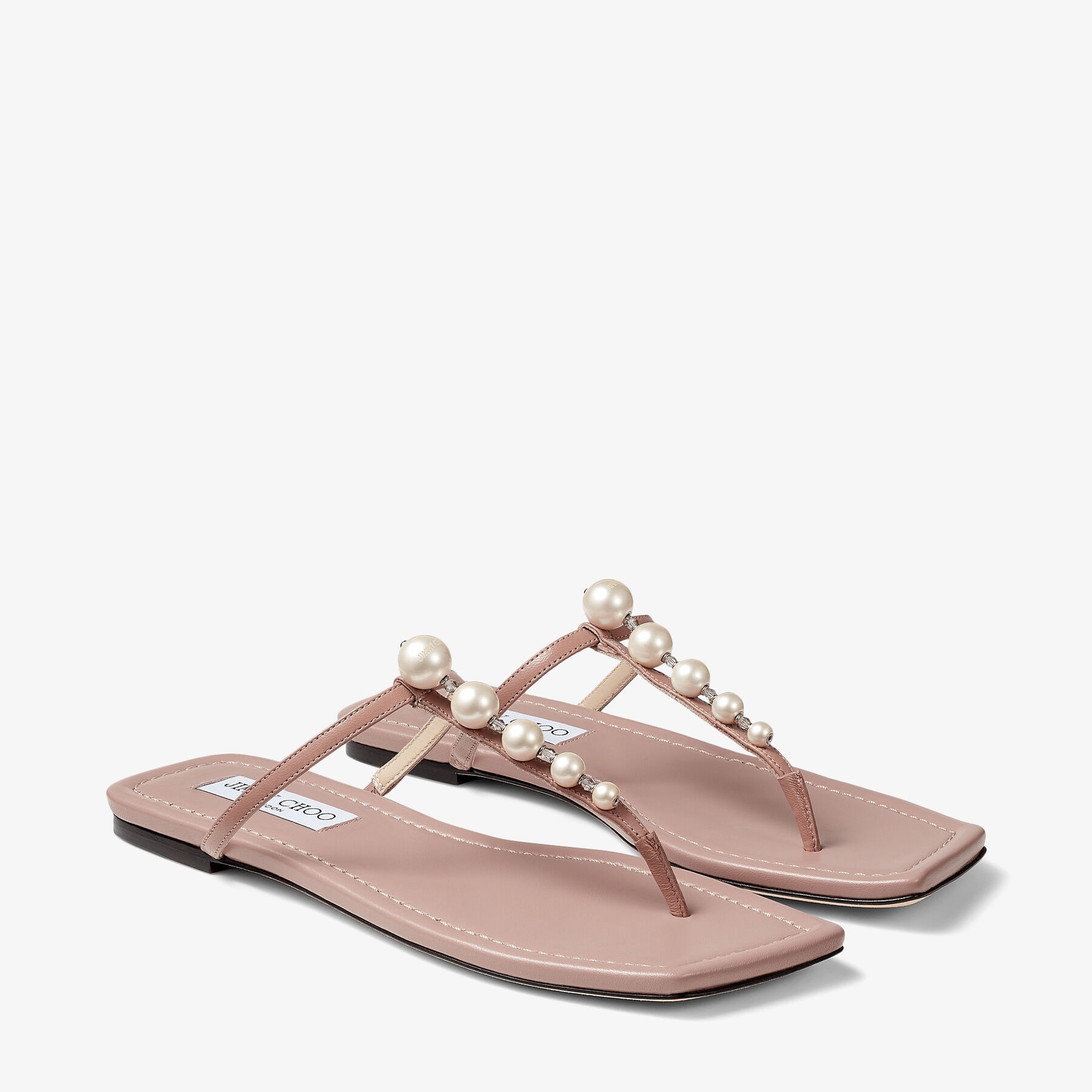 Alaina Flat
Ballet Pink Nappa Leather Flats with Pearl Embellishment - 3