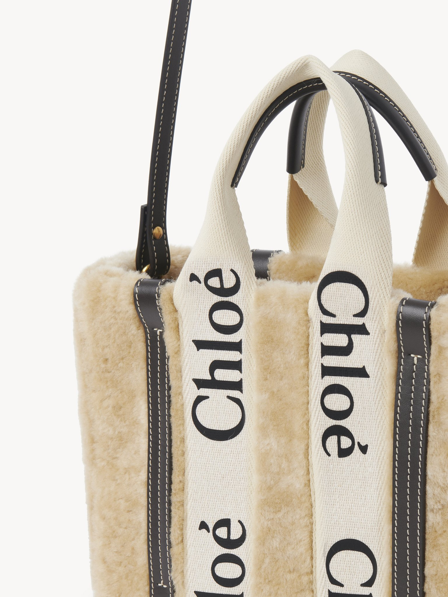 SMALL WOODY TOTE BAG IN SHEARLING - 5