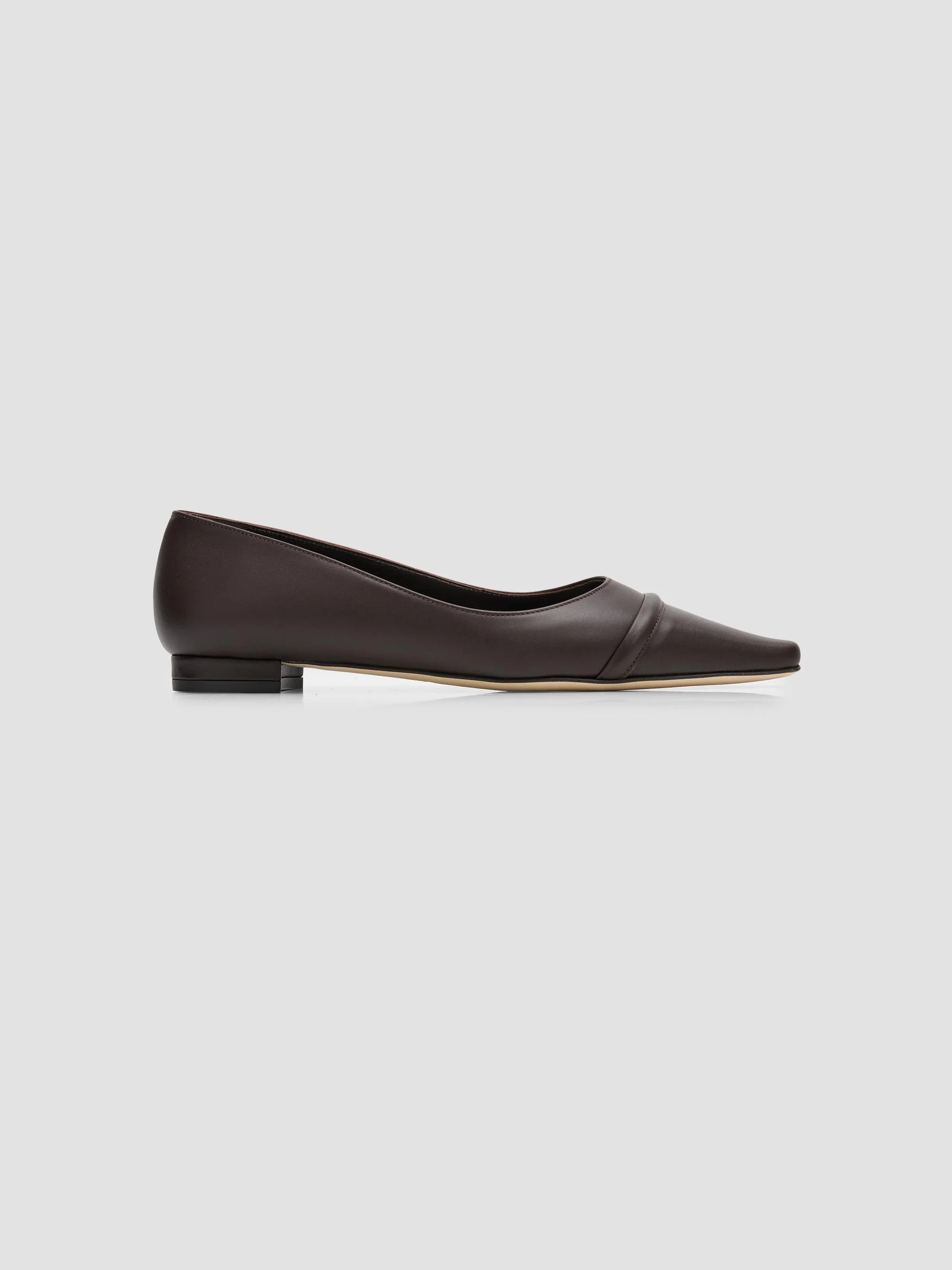 Women's Continu Leather Flats - Dark Brown - 1