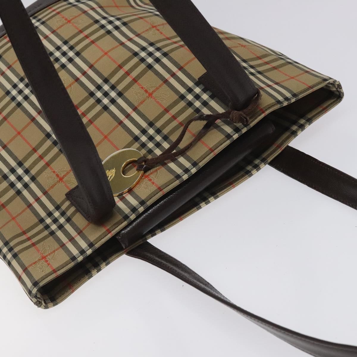 Burberry Nova Check Tote Bag Canvas Leather Beige Brown Gold - 6